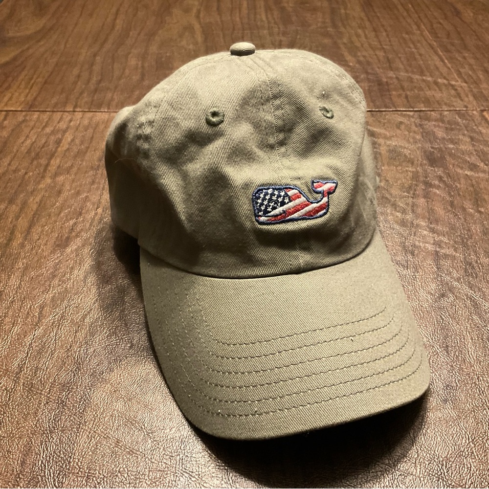 Vineyard Vines Adjustable Hat Green American Flag Logo Adult One Size